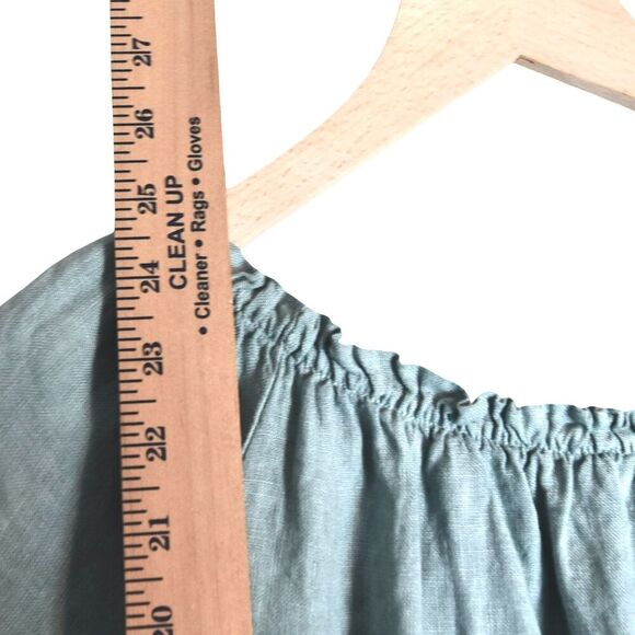 Terzo Millennio Italy Muted Seafoam Linen Ruffle Top Size Small Boho Peasant - Picture 7 of 7
